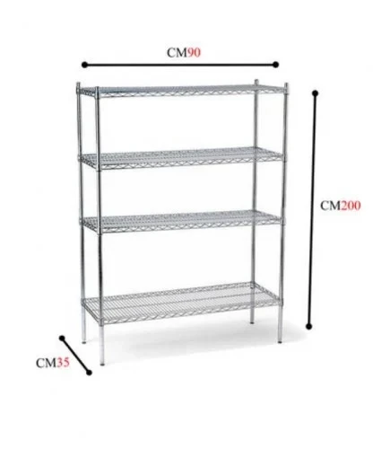 Chrome wire shelves 200x35x90 cm